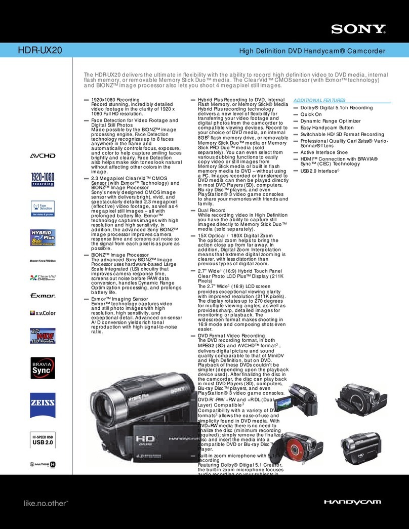 Sony Handycam HDR-UX20 Specifications