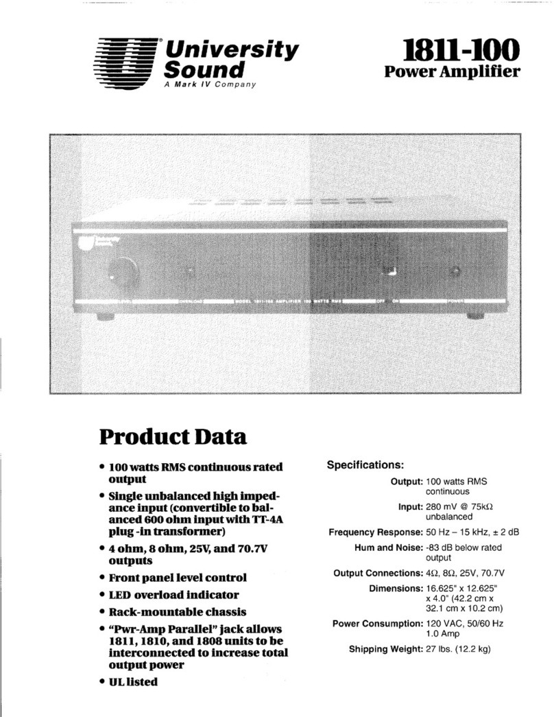 University Sound 1811-100 Operation manual University Sound 1811-100 Operation manual