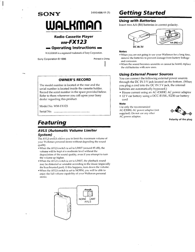 Sony WALKMAN WM-FX123 User manual