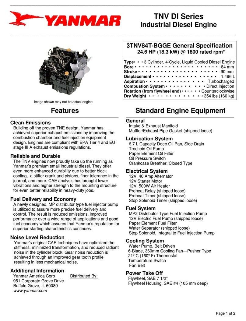 Yanmar 3TNV84T-BGGE General specification Yanmar 3TNV84T-BGGE General specification