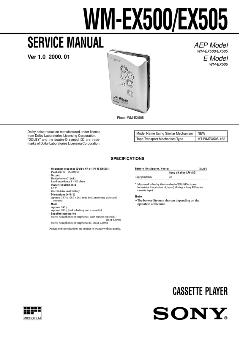 Sony Walkman WM-EX500 User manual Sony Walkman WM-EX500 User manual