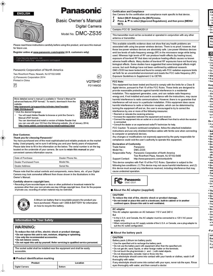 Panasonic Lumix DMC-ZS35 User manual