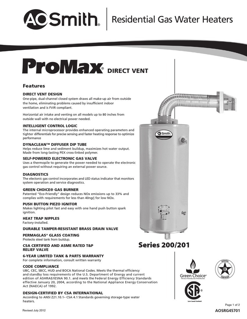 A.O. Smith ProMax Direct-Vent GDV-40 Owner's manual