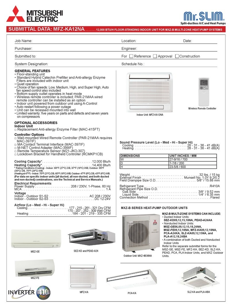 Mitsubishi Electric Mr.Slim MFZ-KA12NA Installation and user guide