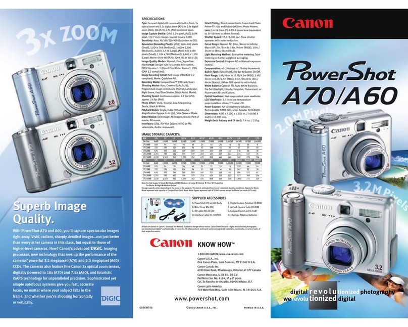 Canon PowerShot A70 Brochure & specs