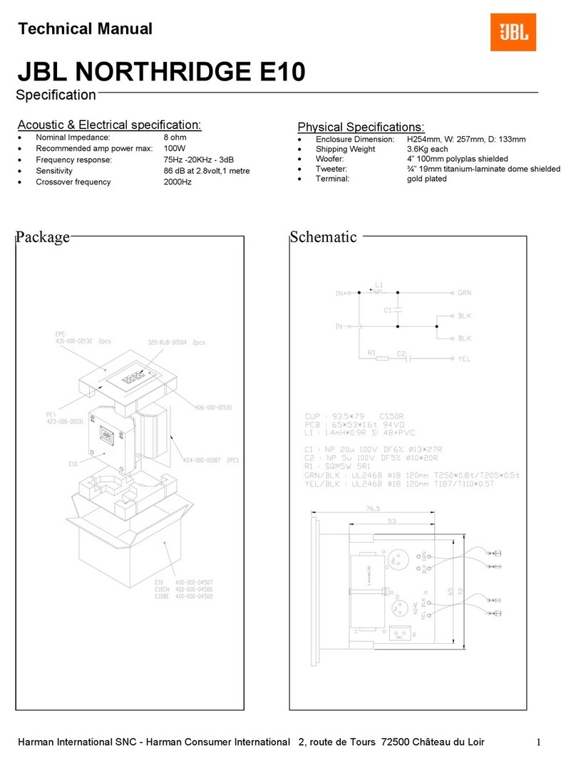 JBL Northridge E10 User manual