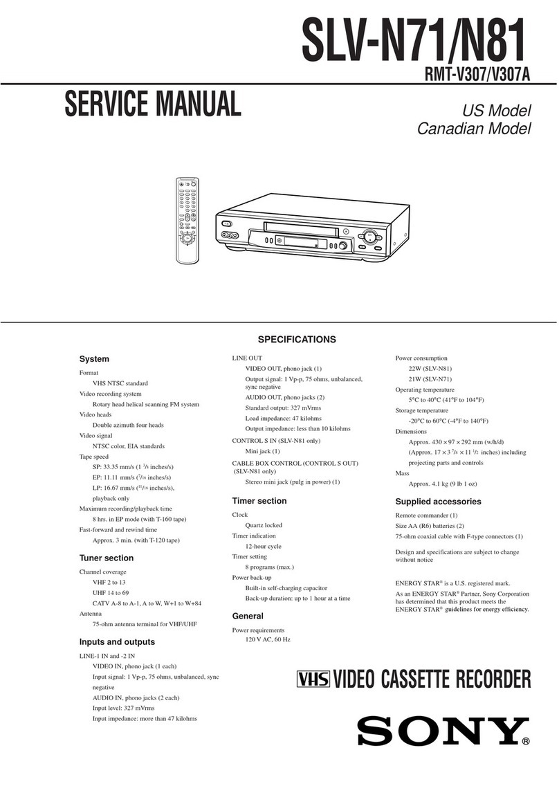 Sony SLV-N71 - Video Cassette Recorder User manual