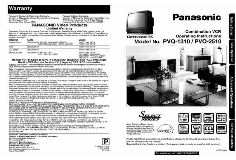 Panasonic OmniVision PV-Q1310 User manual