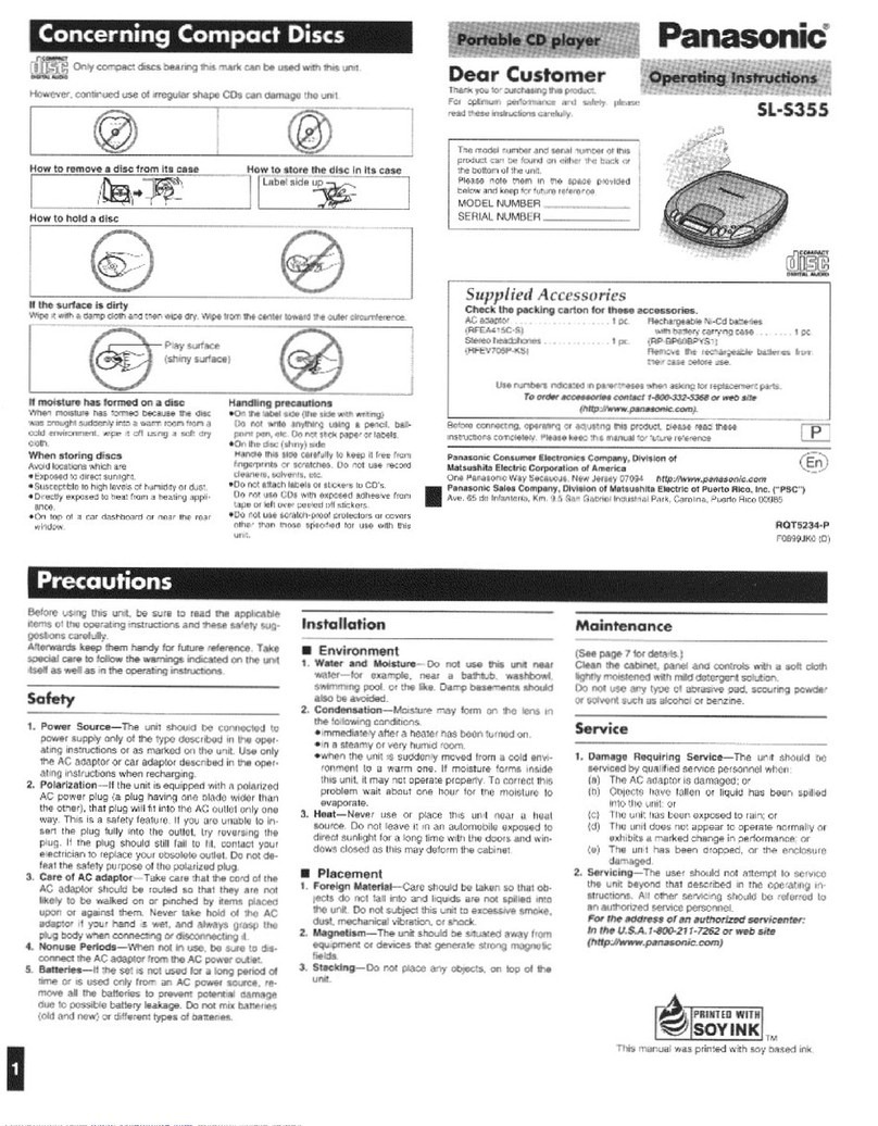 Panasonic SL-S355 User manual