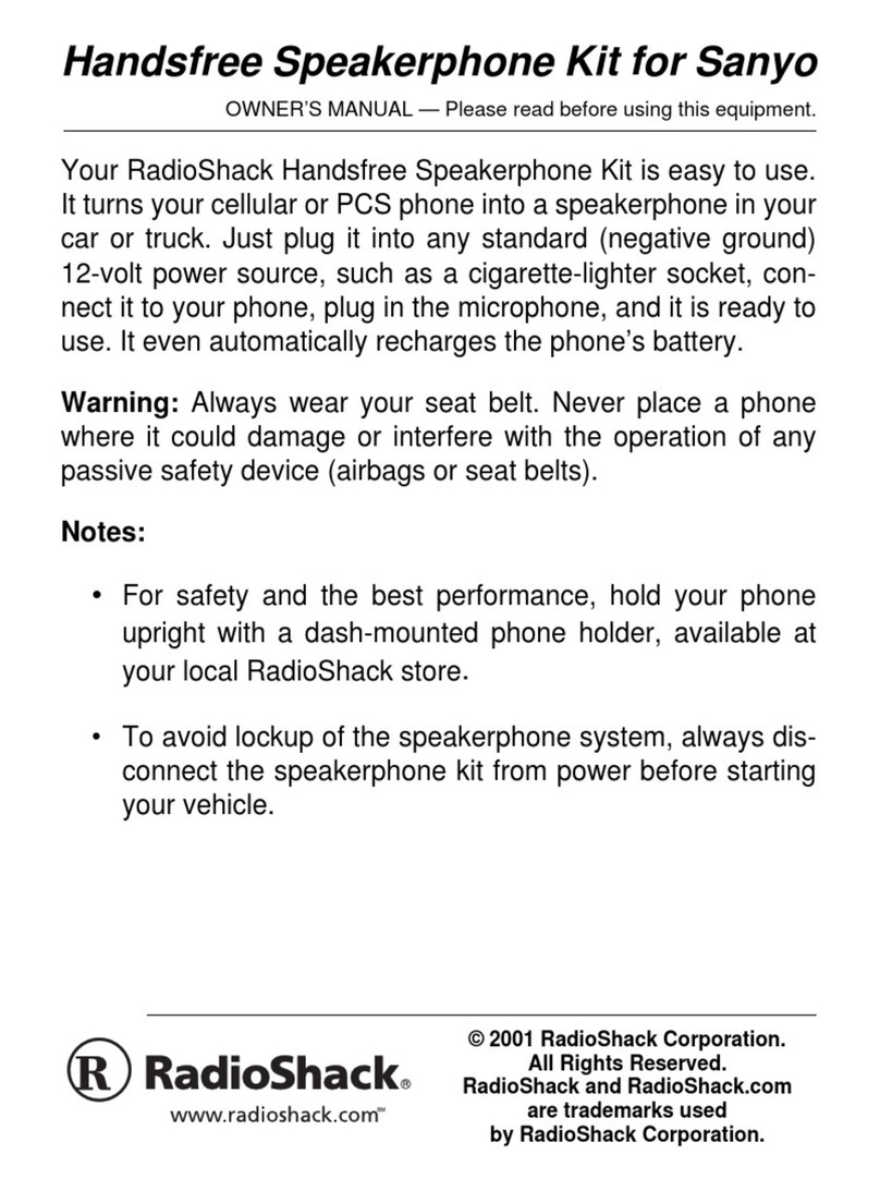 Radio Shack Handsfree Speakerphone Kit User manual