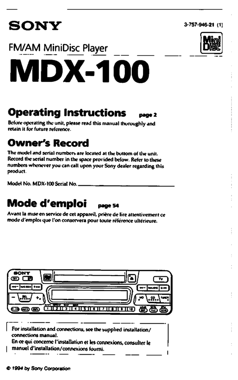 Sony MDX-100 operating instructions