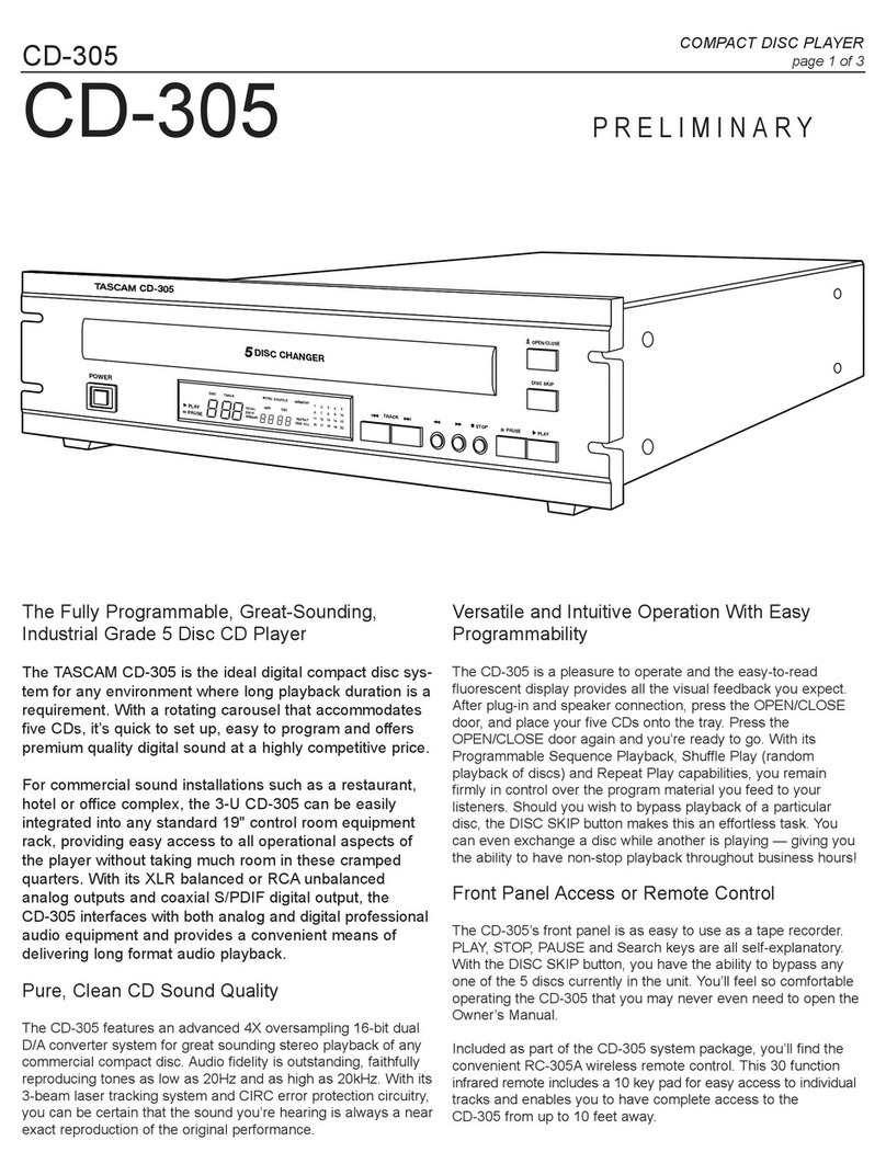 Tascam CD-305 quick guide