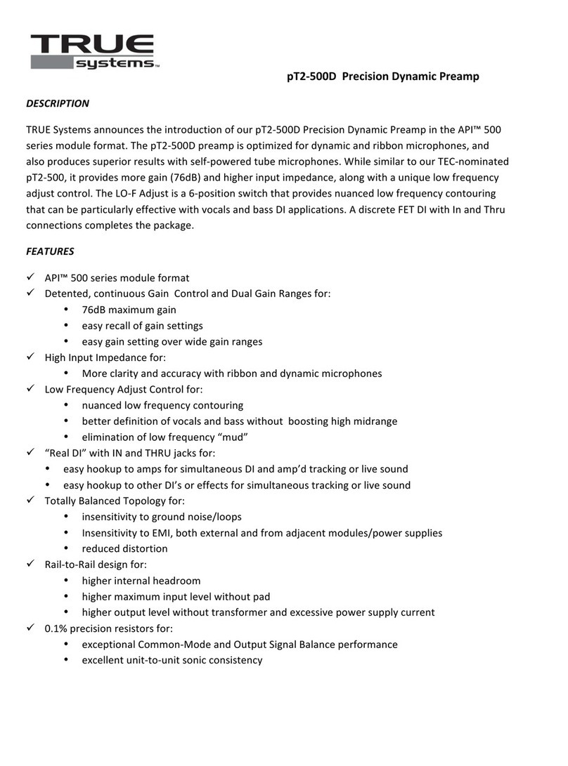 True pT2-500D Specifications