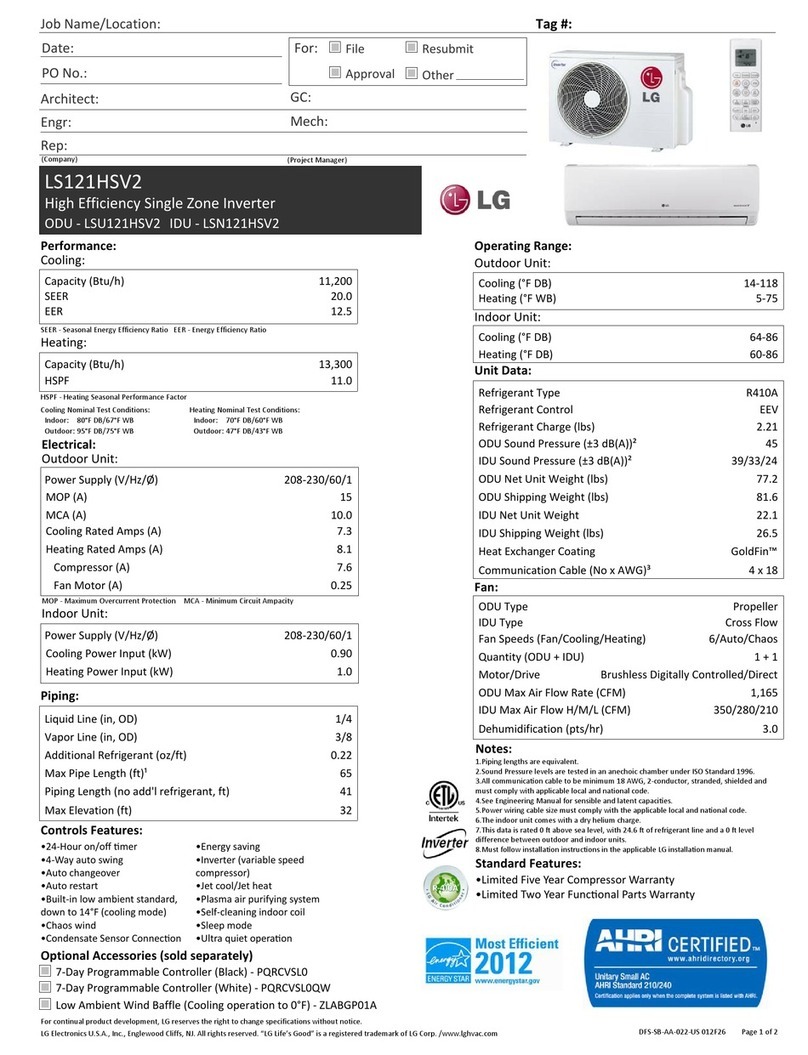 LG LS121HSV2 Installation and user guide LG LS121HSV2 Installation and user guide
