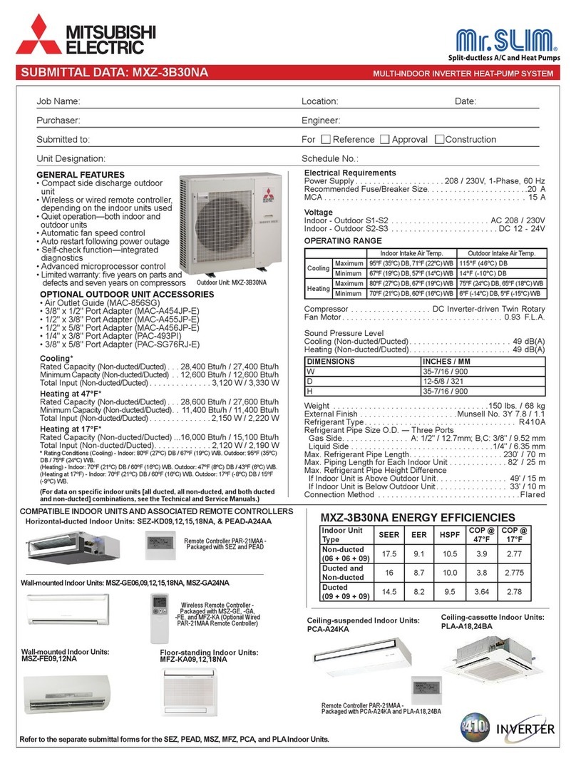 Mitsubishi Electric Mr. Slim MXZ-3B30NA Installation and user guide