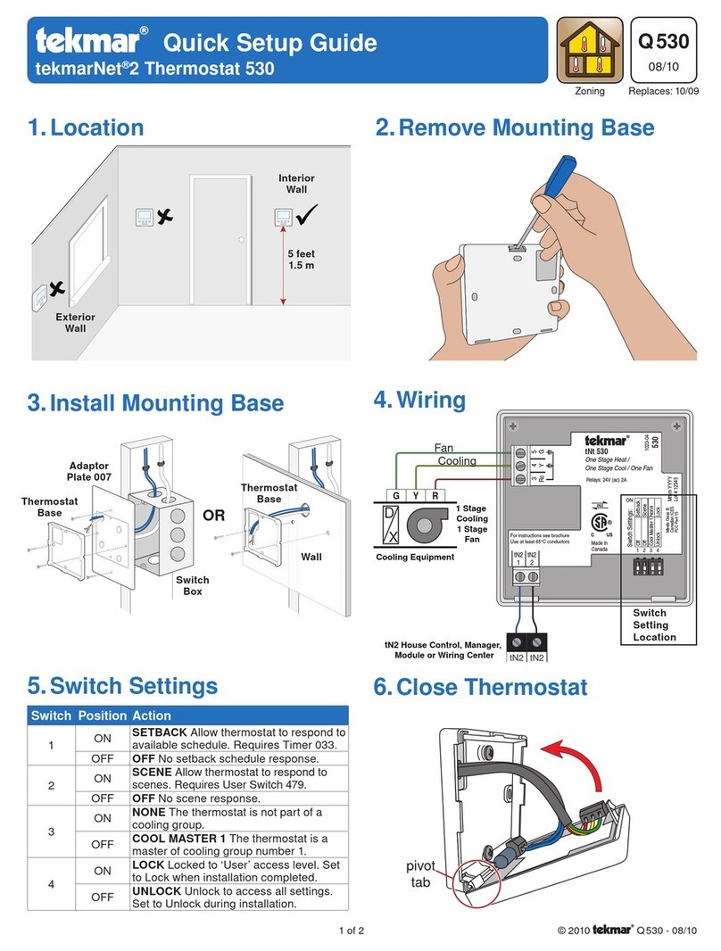 Tekmar tekmarNet2 Thermostat 530 Quick setup guide