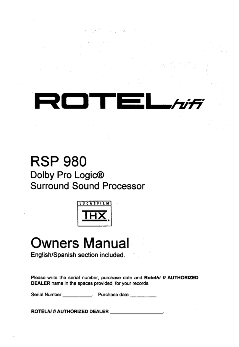 Rotel Dolby Pro Logic RSP 980 User manual