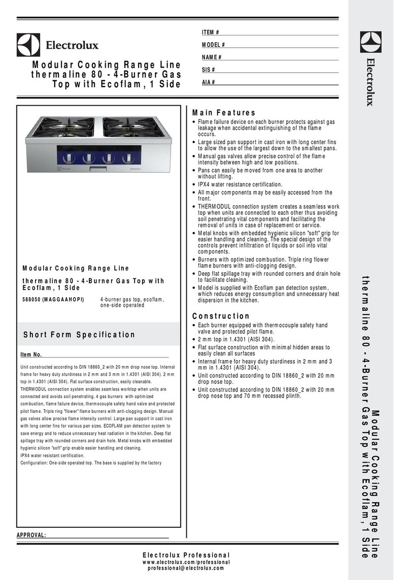 Electrolux 588050 Dimensions and specifications