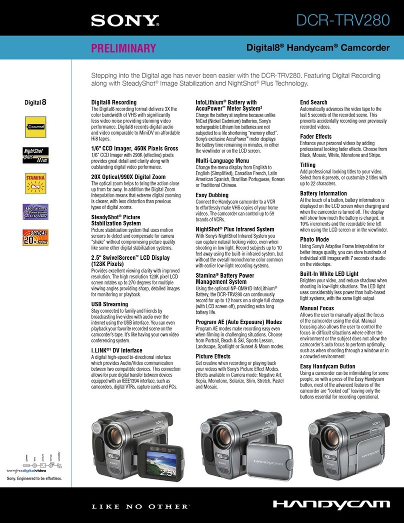 Sony DCR-TRV280 Marketing s User manual
