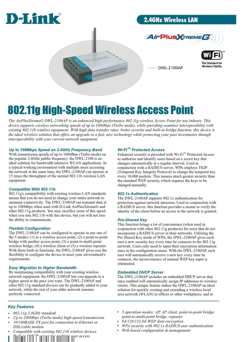 D-Link DWL-2100AP - AirPlus Xtreme G User manual D-Link DWL-2100AP - AirPlus Xtreme G User manual