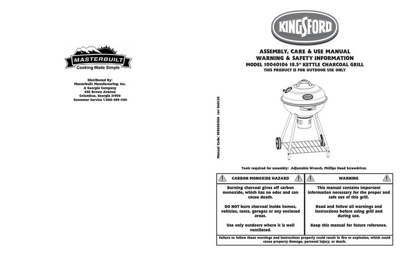 Masterbuilt KingsFord 10040106 Assembly, care & use manual warning & safety information