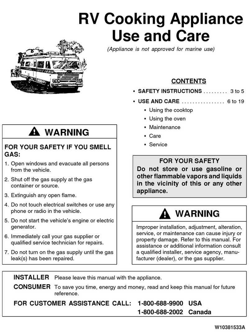 Maytag RV Cooking Appliance Use and care guide Maytag RV Cooking Appliance Use and care guide