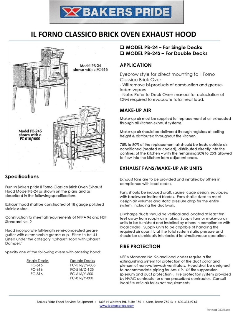 Bakers Pride Il Forno Classico PB-24 Dimensions and specifications Bakers Pride Il Forno Classico PB-24 Dimensions and specifications