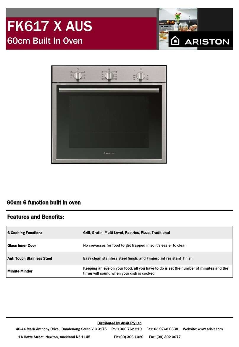 Ariston FK 617 X AUS Dimensions and specifications Ariston FK 617 X AUS Dimensions and specifications