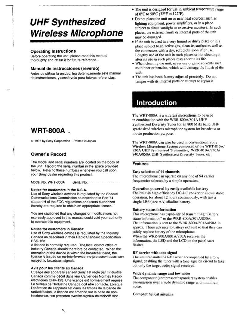 Sony WRT-800A User manual