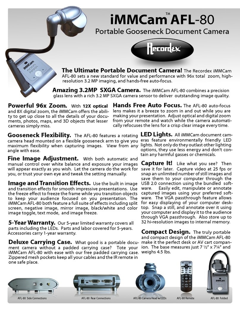 Recordex iMMCam AFL-80 Specifications
