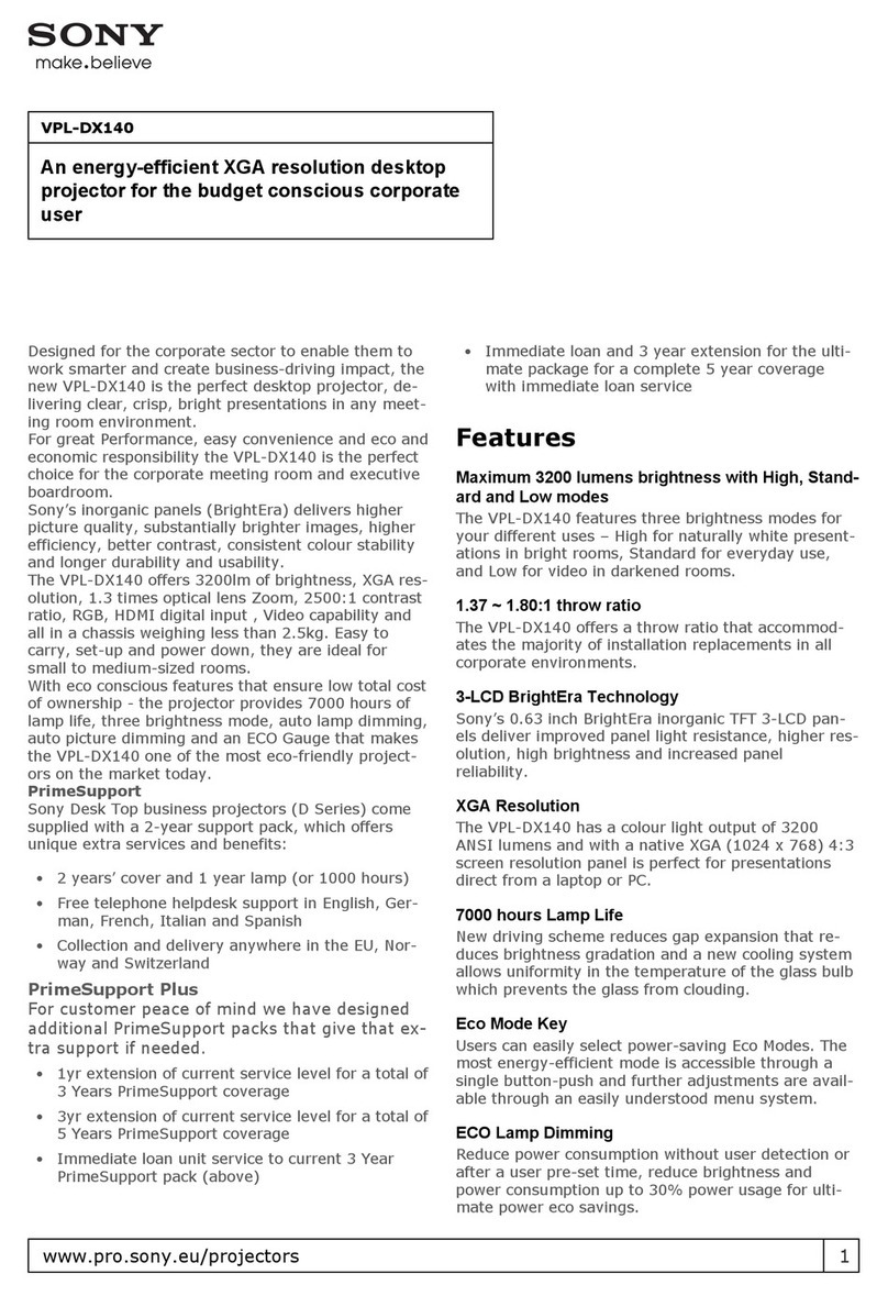 Sony VPL-DX140 Installation and operation manual