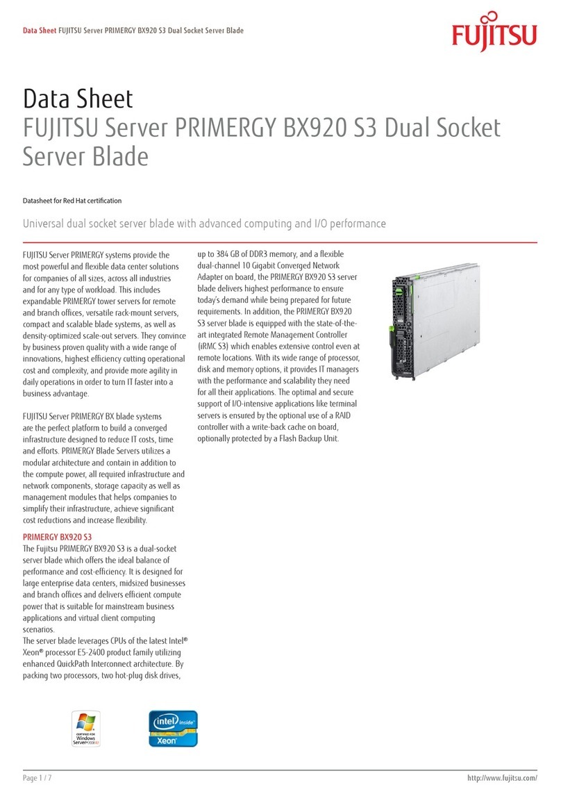 Fujitsu Primergy BX920 S3 Specifications Fujitsu Primergy BX920 S3 Specifications