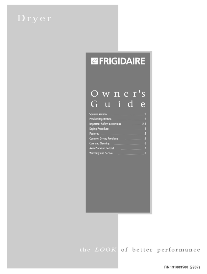 Frigidaire Dryer User manual Frigidaire Dryer User manual