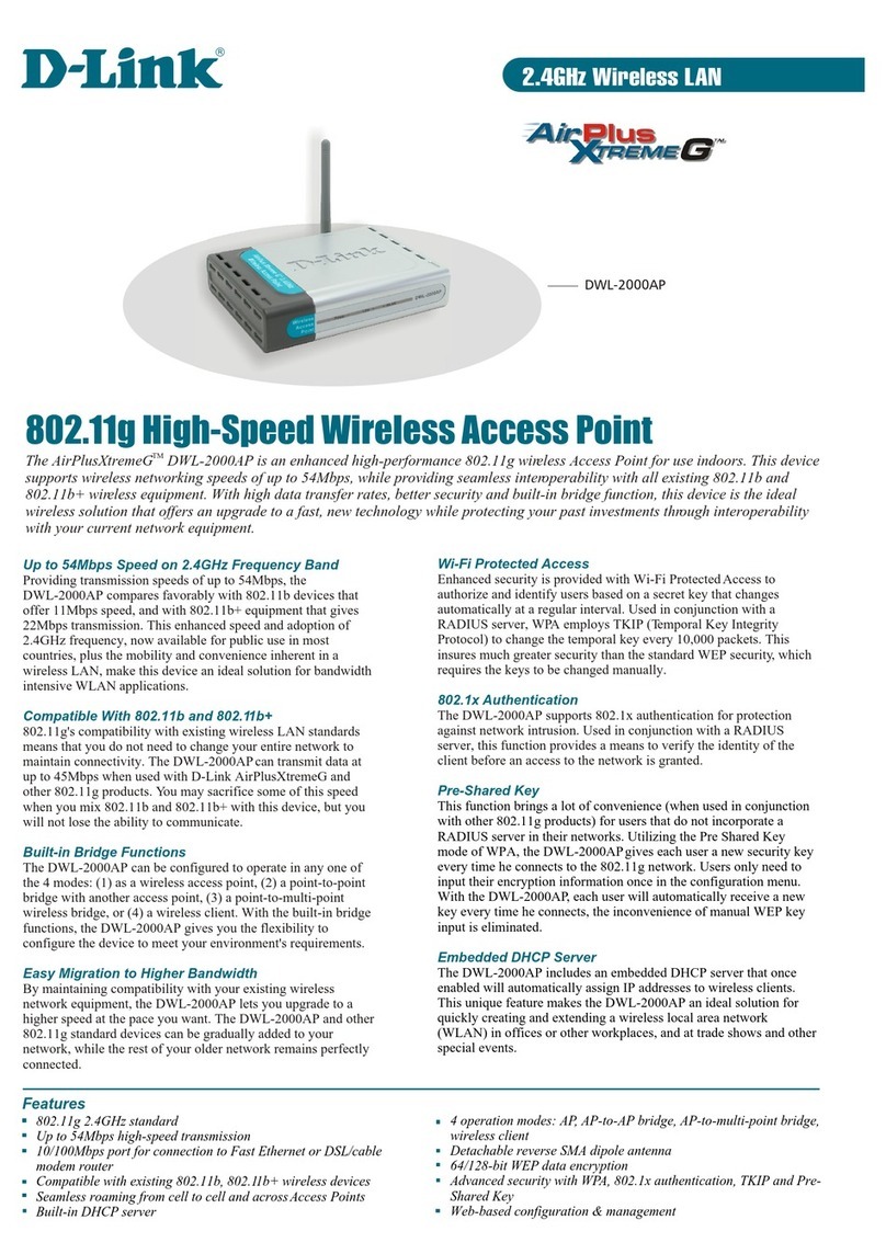 D-Link AirPlus Xtreme G DWL-2000AP User manual D-Link AirPlus Xtreme G DWL-2000AP User manual