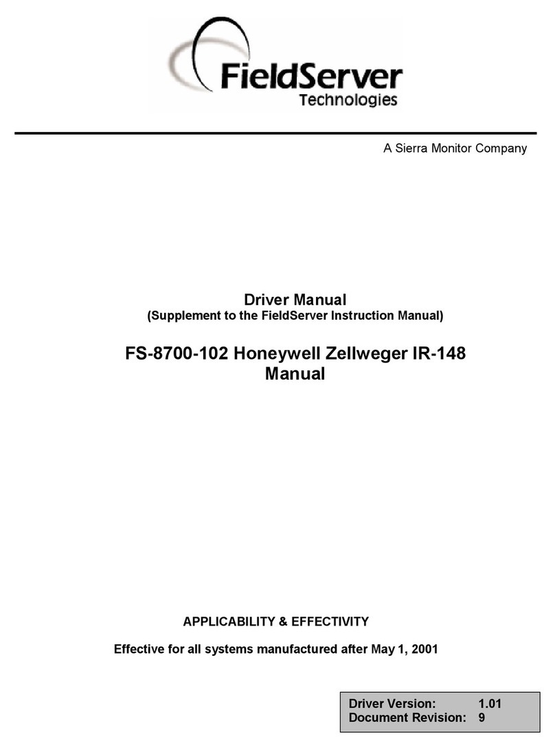 FieldServer Honeywell Zellweger IR-148 FS-8700-102 instruction manual FieldServer Honeywell Zellweger IR-148 FS-8700-102 instruction manual
