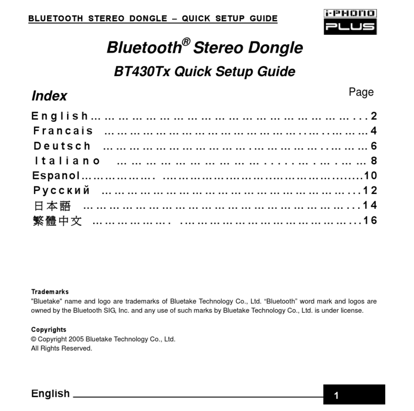 Bluetake Technology BT430Tx quick start guide