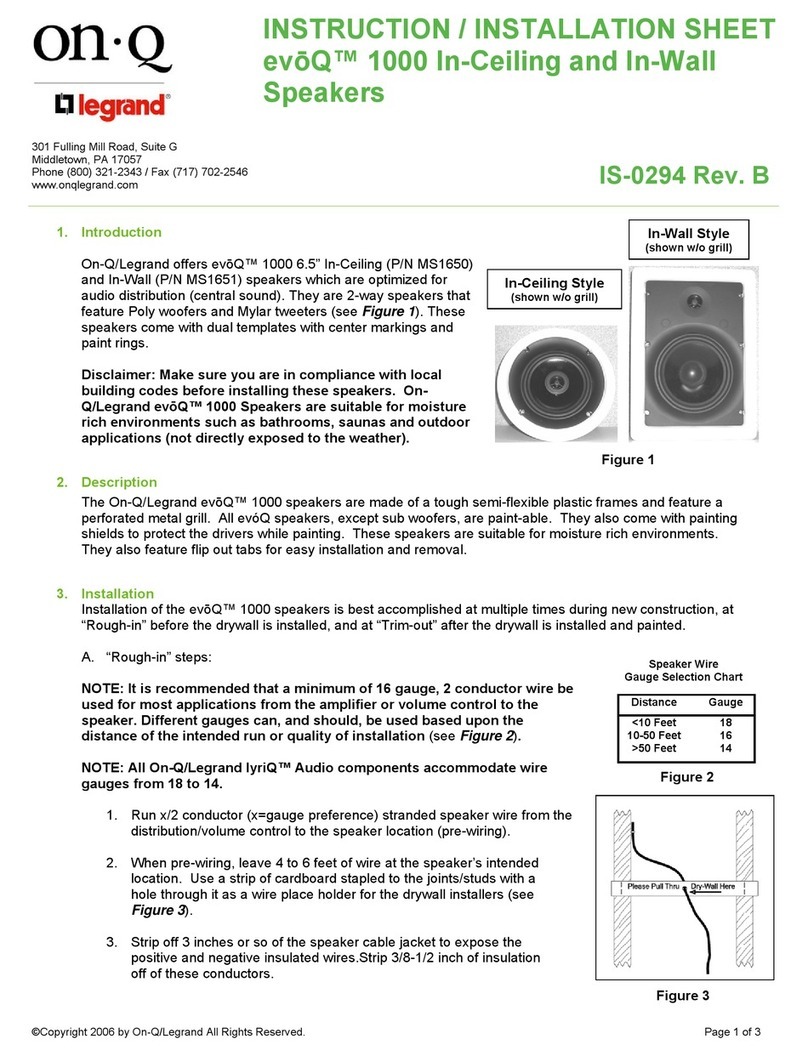 On-Q/Legrand evoQ 1000 Instruction/installation sheet
