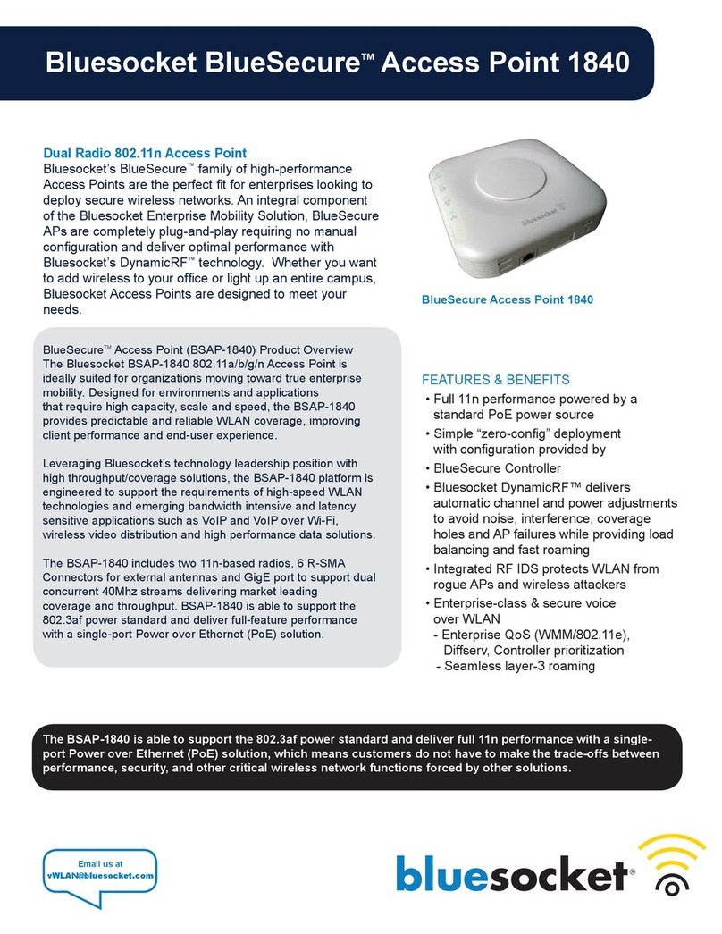 Bluesocket BlueSecure 1840 User manual Bluesocket BlueSecure 1840 User manual