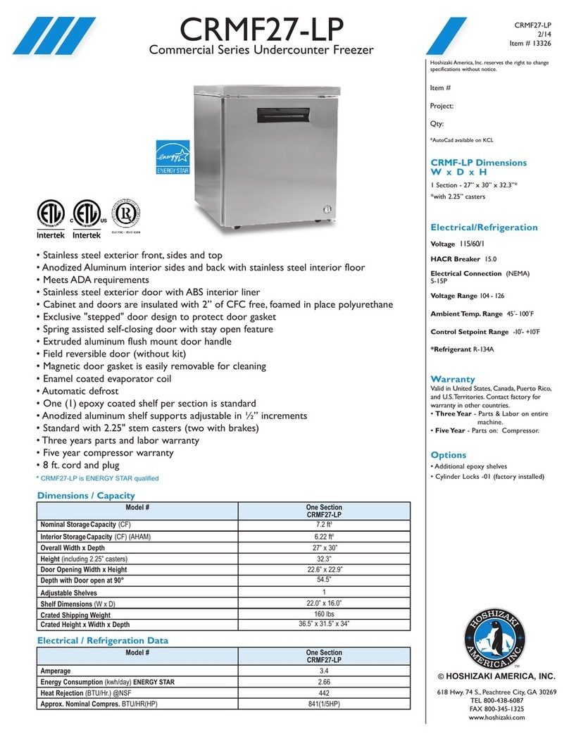 Hoshizaki CRMF27-LP Dimensions and specifications Hoshizaki CRMF27-LP Dimensions and specifications