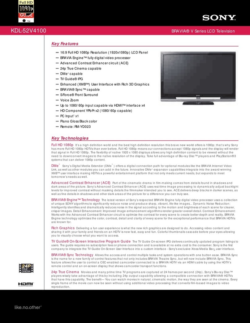 Sony BRAVIA KDL-52V4100 Installation and operation manual