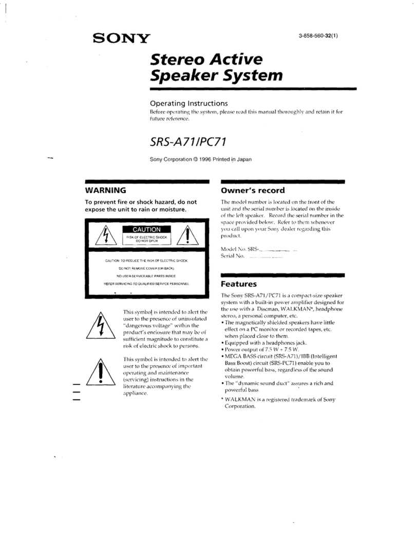 Sony SRS-A71 operating instructions