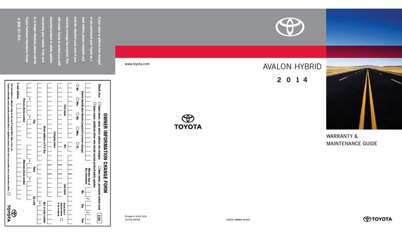 Toyota 2014 Avalon Hybrid Warranty & maintenance guide