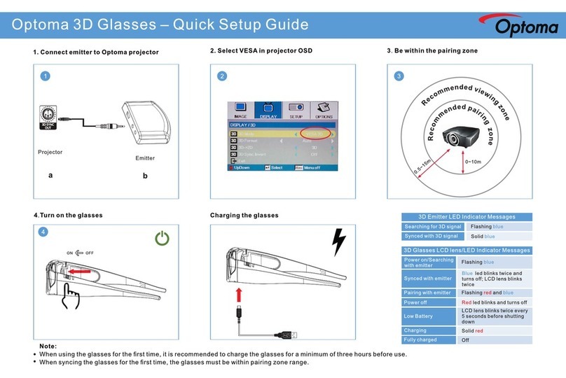 Optoma 3D Glasses Quick setup guide