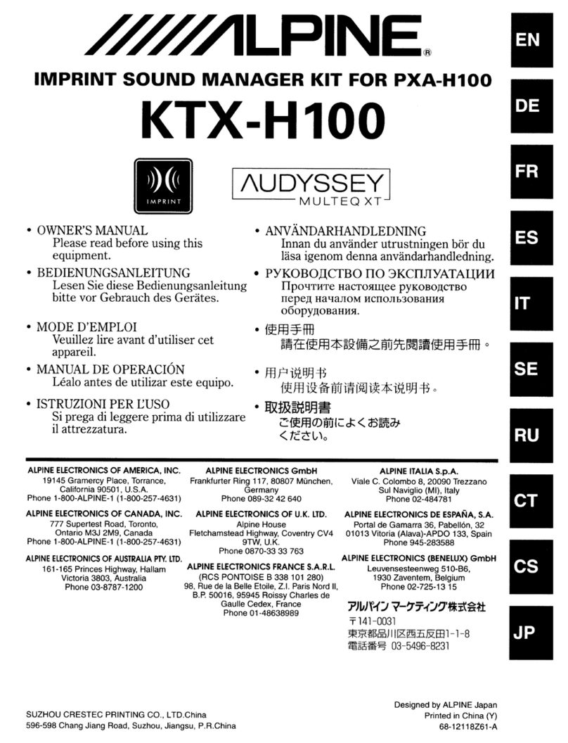 Alpine KTX-H100 owner's manual