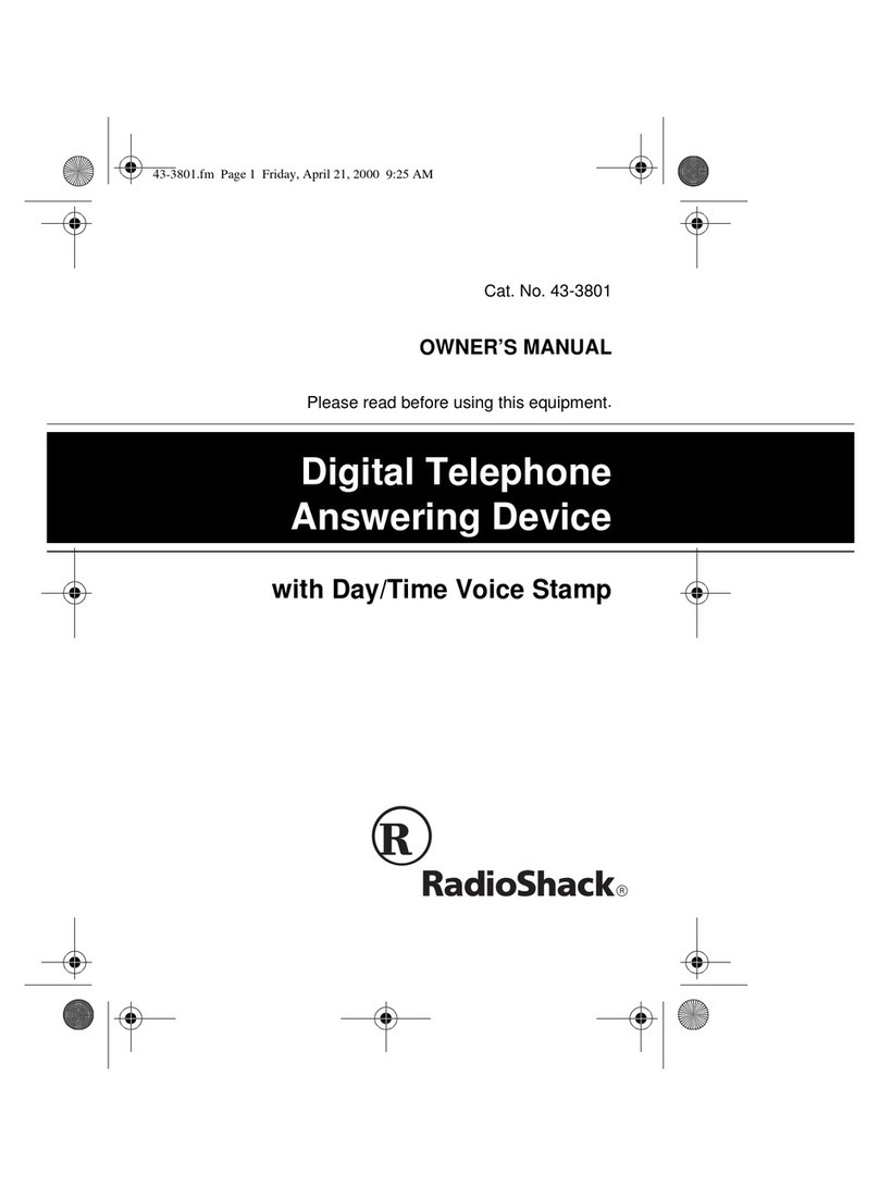 Radio Shack Digital Telephone Answering Device User manual