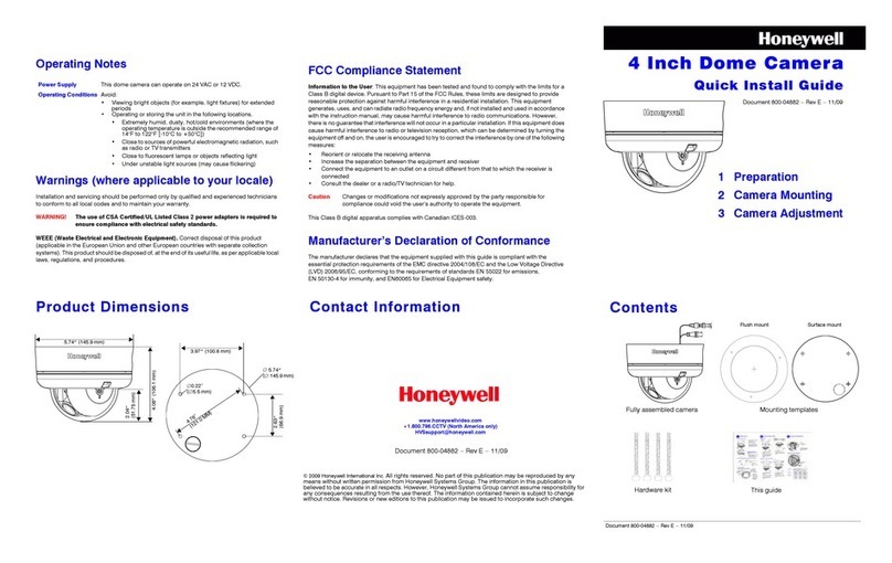 Honeywell 4 Inch Dome Camera Quick install guide
