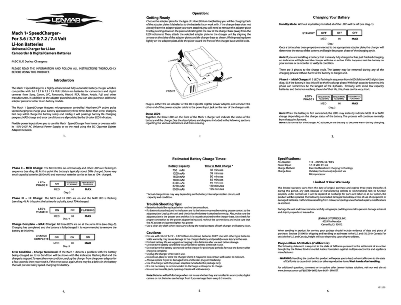 Lenmar Mach 1 SpeedCharger MSC1LX Series instructions