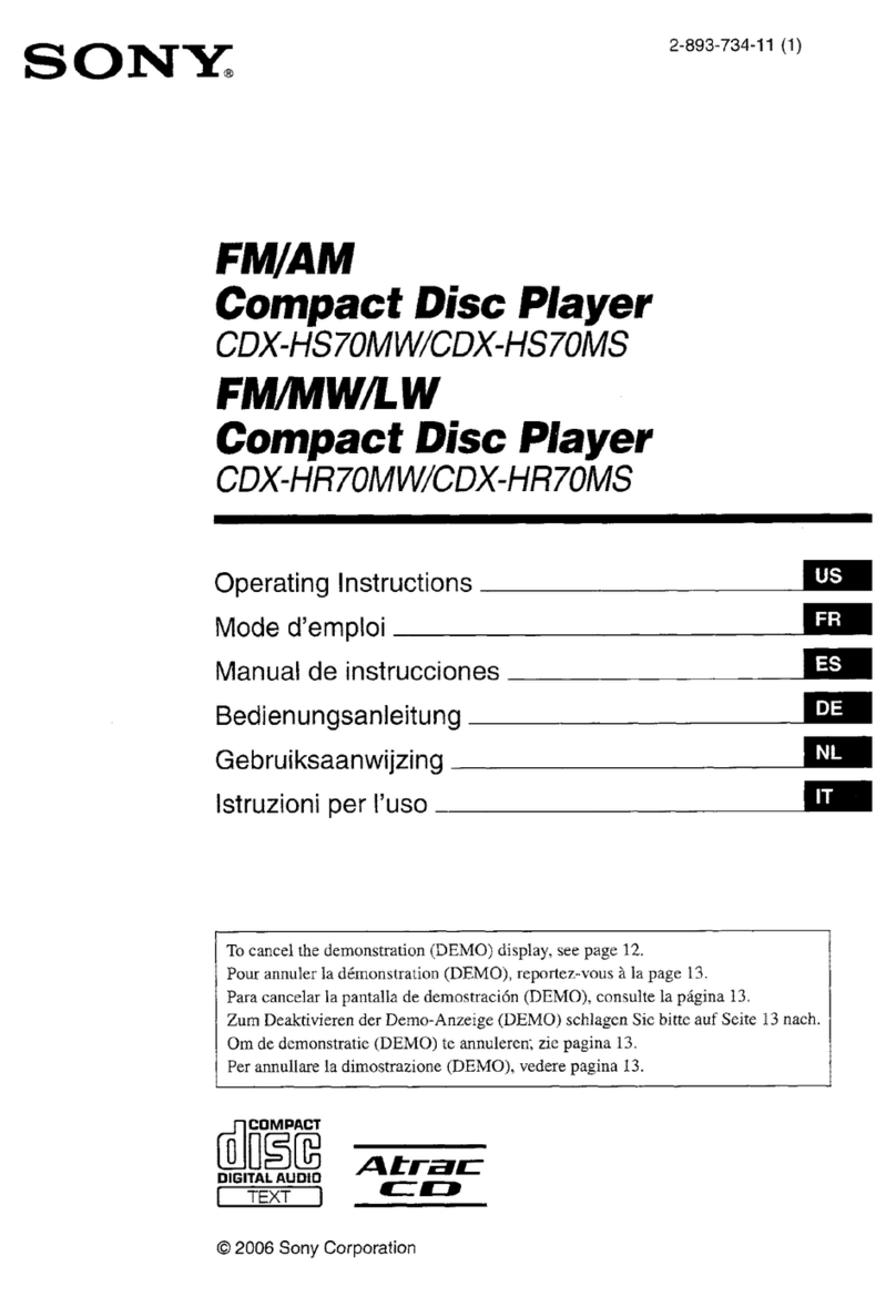 Sony CDX-HS70MW - Marine Stereo operating instructions