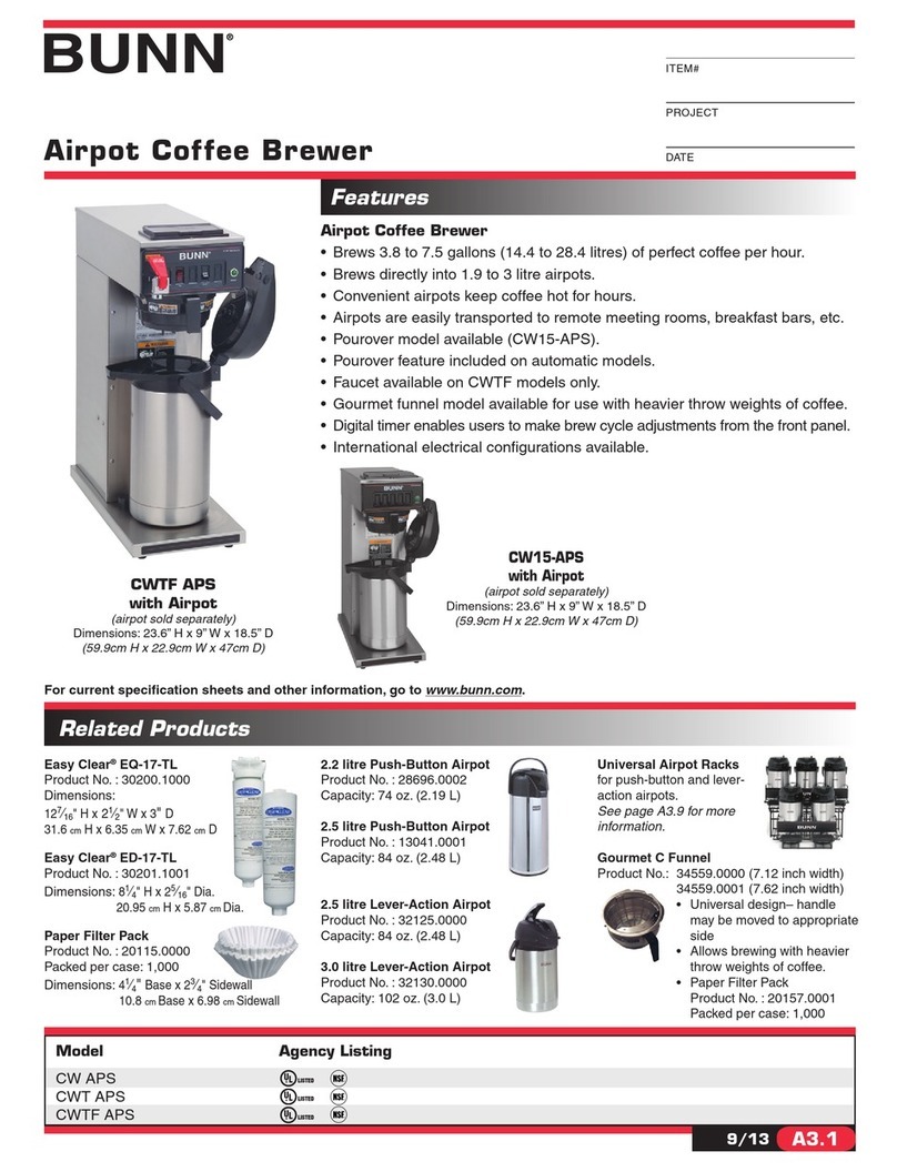 Bunn CWT 15-APS User manual