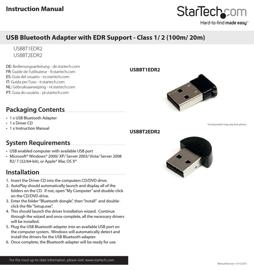 StarTech.com USBBT1EDR2 User manual StarTech.com USBBT1EDR2 User manual